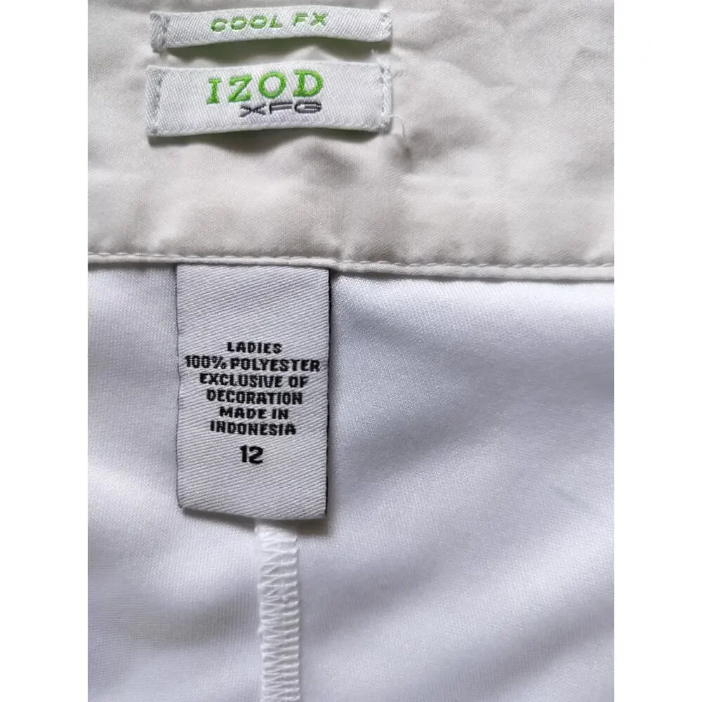 Izod XFG Women's Cool FX White Yelow‎ Golf Skirt Skort Pleated Size 12